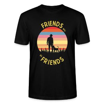 Les amis seront les amis du chien et du maître - T-shirt bio CRAFTER Stanley Stella Unisexe - noir - Devant - Alina (178cm) & Michal (187cm)