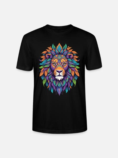 Spirituele Leeuw Mandala Power Animal Design - Stanley/Stella Uniseks bio-T-shirt CRAFTER - zwart