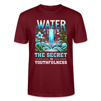 Hydratation Boire de l’eau Rester hydraté - T-shirt bio CRAFTER Stanley Stella Unisexe - bordeaux - Devant - Alina (178cm) & Michal (187cm)
