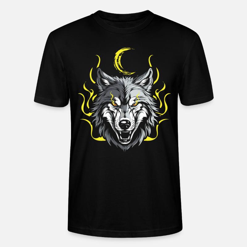 Wolf Mond Phase Lunar Wolf - Stanley/Stella Unisex Bio-T-Shirt CRAFTER - Schwarz