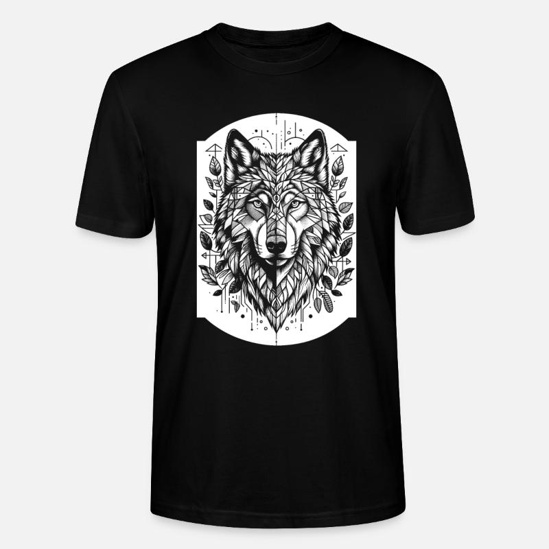 Wolf Geometrisch Polygon Wolf - Stanley/Stella Unisex Bio-T-Shirt CRAFTER - Schwarz