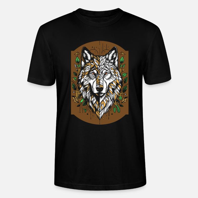 Wolf Geometrisch Polygon Wolf - Stanley/Stella Unisex Bio-T-Shirt CRAFTER - Schwarz