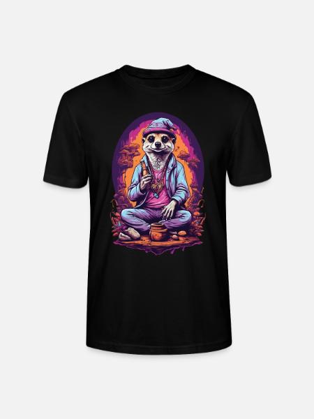 Suricate psychédélique Art Goa Design - T-shirt bio CRAFTER Stanley Stella Unisexe - noir
