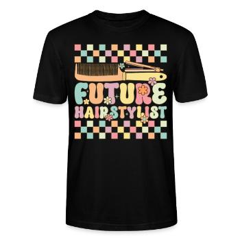 Groovy Friseur - Stanley/Stella Unisex Bio-T-Shirt CRAFTER - Schwarz - Vorne - Alina (178cm) & Michal (187cm)