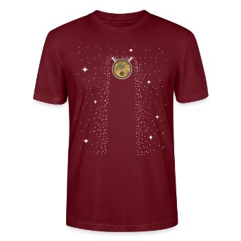 Saugroboter Weltall Sterne Staubsauger - Stanley/Stella Unisex Bio-T-Shirt CRAFTER - Burgunderrot - Vorne - Alina (178cm) & Michal (187cm)