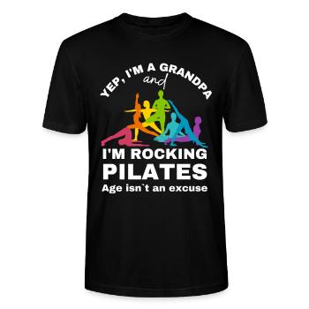 Pilates Grandpa - Pour Pilates Grand-père pour le cours de Pilates - T-shirt bio CRAFTER Stanley Stella Unisexe - noir - Devant - Alina (178cm) & Michal (187cm)
