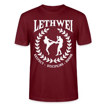 Lethwei burmesisches Geschenk - Stanley/Stella Unisex Bio-T-Shirt CRAFTER - Burgunderrot - Vorne - Alina (178cm) & Michal (187cm)