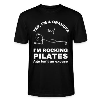 Pilates Grandpa - Pour Pilates Grand-père pour le cours de Pilates - T-shirt bio CRAFTER Stanley Stella Unisexe - noir - Devant - Alina (178cm) & Michal (187cm)