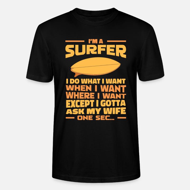 Surfeur Surf - T-shirt bio CRAFTER Stanley Stella Unisexe - noir