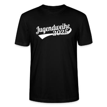 Jugendweihe 2025 - Stanley/Stella Unisex Bio-T-Shirt CRAFTER - Schwarz - Vorne - Alina (178cm) & Michal (187cm)