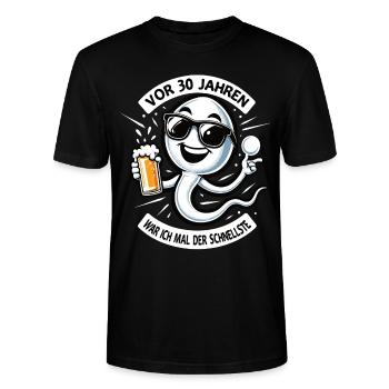 Vor 30 Jahren War Ich Schnellste - Stanley/Stella Unisex Bio-T-Shirt CRAFTER - Schwarz - Vorne - Alina (178cm) & Michal (187cm)
