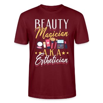 Skincare Esthetician Skin - Stanley/Stella Unisex Bio-T-Shirt CRAFTER - Burgunderrot - Vorne - Alina (178cm) & Michal (187cm)