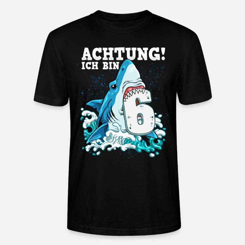 Requin du 6e anniversaire - T-shirt bio CRAFTER Stanley Stella Unisexe - noir