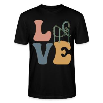 LOVE Roller Coaster Amusement Park - Stanley/Stella CRAFTER Unisex Organic T-Shirt - black - Front - Alina (178cm) & Michal (187cm)