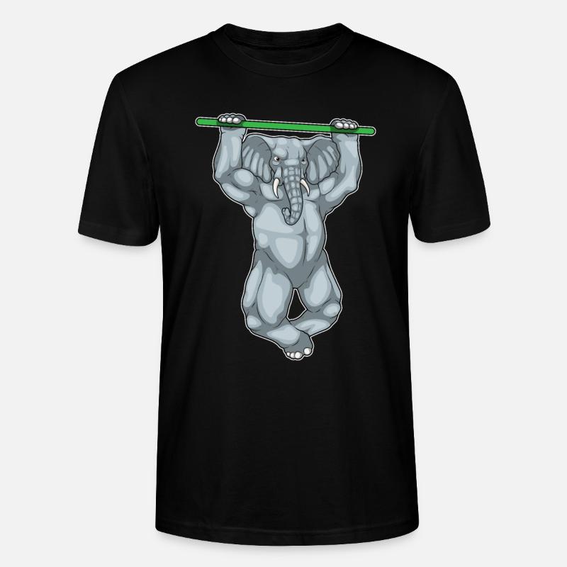 Elephant Bodybuilder Pull-Ups Musculation - T-shirt bio CRAFTER Stanley Stella Unisexe - noir