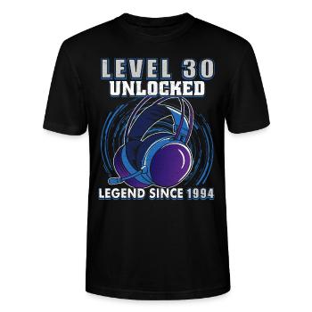 Level 30 ontgrendeld Legendarisch sinds 1994 - Stanley/Stella Uniseks bio-T-shirt CRAFTER - zwart - Voor - Alina (178cm) & Michal (187cm)