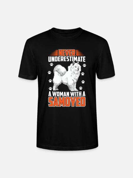 Frau mit Samojede Schlittenhund - Stanley/Stella Unisex Bio-T-Shirt CRAFTER - Schwarz