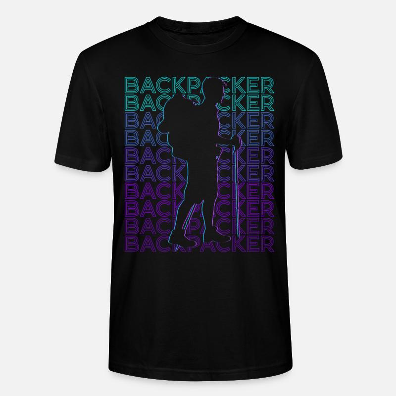 Backpacker Backpacking Wandern Camping Retro - Stanley/Stella Unisex Bio-T-Shirt CRAFTER - Schwarz