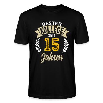 Cadeau d’anniversaire de l’entreprise 15 ans de service - T-shirt bio CRAFTER Stanley Stella Unisexe - noir - Devant - Alina (178cm) & Michal (187cm)