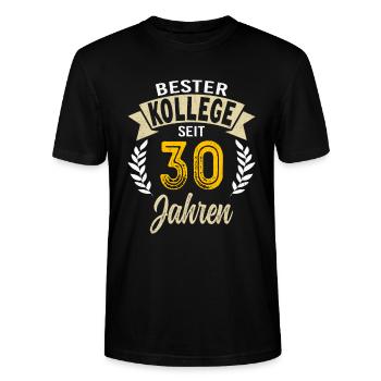 Cadeau d’anniversaire de l’entreprise 30 ans de service - T-shirt bio CRAFTER Stanley Stella Unisexe - noir - Devant - Alina (178cm) & Michal (187cm)