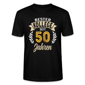 Cadeau d’anniversaire de l’entreprise 50e anniversaire - T-shirt bio CRAFTER Stanley Stella Unisexe - noir - Devant - Alina (178cm) & Michal (187cm)