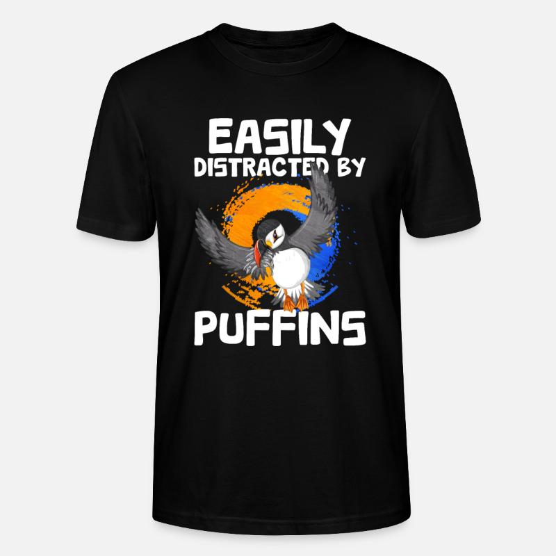 Puffin Bird Gift - Stanley/Stella CRAFTER Unisex Organic T-Shirt - black