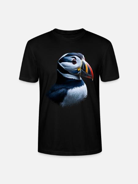 Puffin Bird Gift - Stanley/Stella CRAFTER Unisex Organic T-Shirt - black