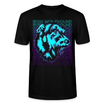 Irish Wolfhound Chien Rétro - T-shirt bio CRAFTER Stanley Stella Unisexe - noir - Devant - Alina (178cm) & Michal (187cm)