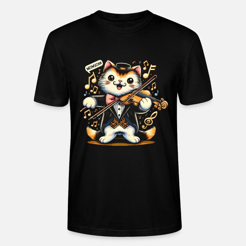 meowsicion - Katzengeige - Stanley/Stella Unisex Bio-T-Shirt CRAFTER - Schwarz