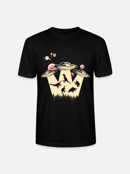 Alien Dinosaur UFO Abduction - Stanley/Stella CRAFTER Unisex Organic T-Shirt - black
