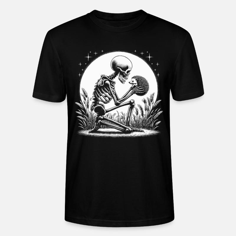 Skelett hält einen stacheligen Igel - Stanley/Stella Unisex Bio-T-Shirt CRAFTER - Schwarz