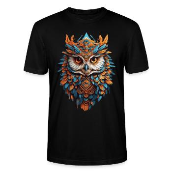 Uil spirituele Mandala dierlijke Dream Catcher ontwerp - Stanley/Stella Uniseks bio-T-shirt CRAFTER - zwart - Voor - Alina (178cm) & Michal (187cm)