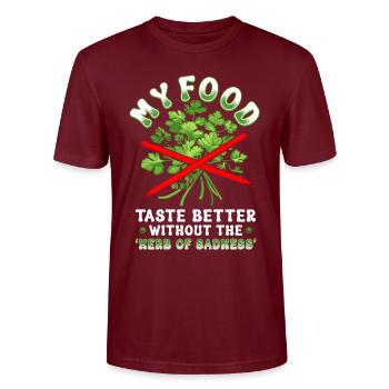 Coriander Coriander Hater - Stanley/Stella CRAFTER Unisex Organic T-Shirt - burgundy - Front - Alina (178cm) & Michal (187cm)