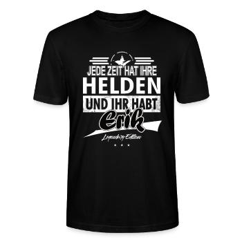 Jede Zeit hat Ihre Helden Ihr habt Erik - Stanley/Stella Unisex Bio-T-Shirt CRAFTER - Schwarz - Vorne - Alina (178cm) & Michal (187cm)