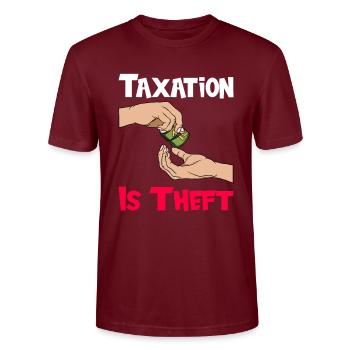Le bureau des impôts des contribuables paie des impôts - T-shirt bio CRAFTER Stanley Stella Unisexe - bordeaux - Devant - Alina (178cm) & Michal (187cm)