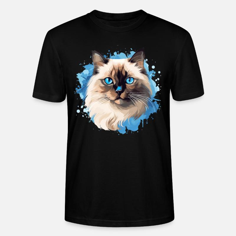 Birman Cat Birma Katze - Stanley/Stella CRAFTER Unisex Organic T-Shirt - black