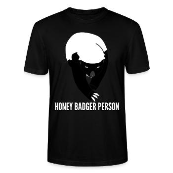 Honey Badgers Grumpy Honey Badger - Stanley/Stella Unisex Bio-T-Shirt CRAFTER - Schwarz - Vorne - Alina (178cm) & Michal (187cm)