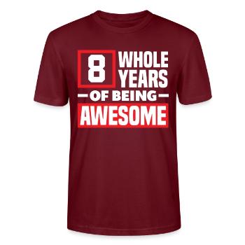 Fête d’anniversaire pour enfants du 8e anniversaire - T-shirt bio CRAFTER Stanley Stella Unisexe - bordeaux - Devant - Alina (178cm) & Michal (187cm)