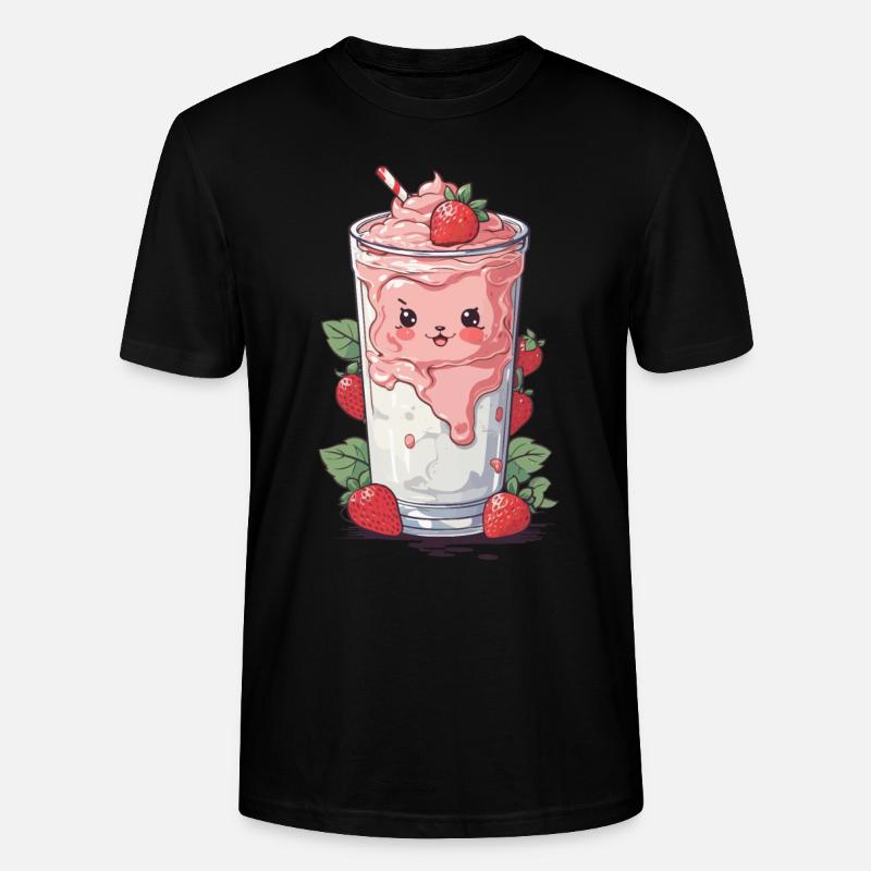 Fraises Mignon Milkshake Kawaii Fun - T-shirt bio CRAFTER Stanley Stella Unisexe - noir