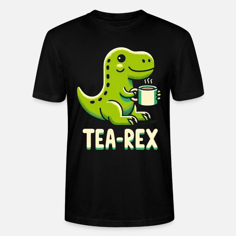 TEA-REX - Dinosaur Tea - Stanley/Stella CRAFTER Unisex Organic T-Shirt - black
