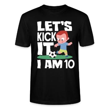 10. Geburtstag 10 Jahre Fußball Fußballspieler - Stanley/Stella Unisex Bio-T-Shirt CRAFTER - Schwarz - Vorne - Alina (178cm) & Michal (187cm)