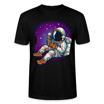 Astronaut, Solar System, Planets, Ice, Ice Balls - Stanley/Stella CRAFTER Unisex Organic T-Shirt - black - Front - Alina (178cm) & Michal (187cm)
