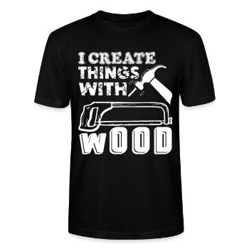 Woodworking Woodworking I Create Things With Wood - Stanley/Stella CRAFTER Unisex Organic T-Shirt - black - Front - Alina (178cm) & Michal (187cm)