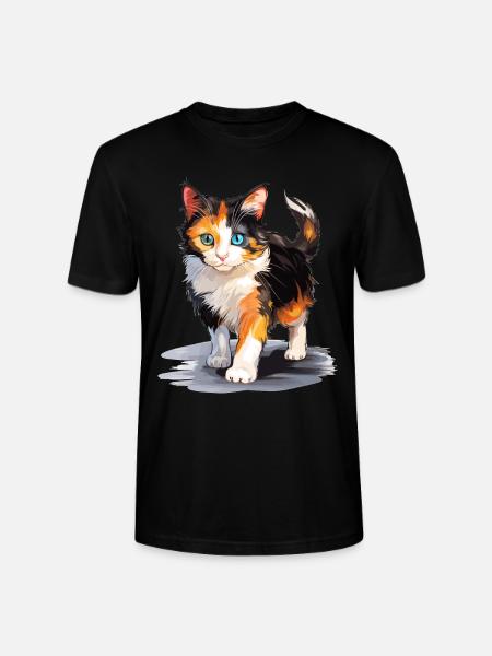 Calico Cat Lucky Cat - Stanley/Stella CRAFTER Unisex Organic T-Shirt - black