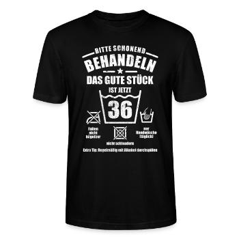 Schonend behandeln - 36. Geburtstag Geschenk - Stanley/Stella Unisex Bio-T-Shirt CRAFTER - Schwarz - Vorne - Alina (178cm) & Michal (187cm)