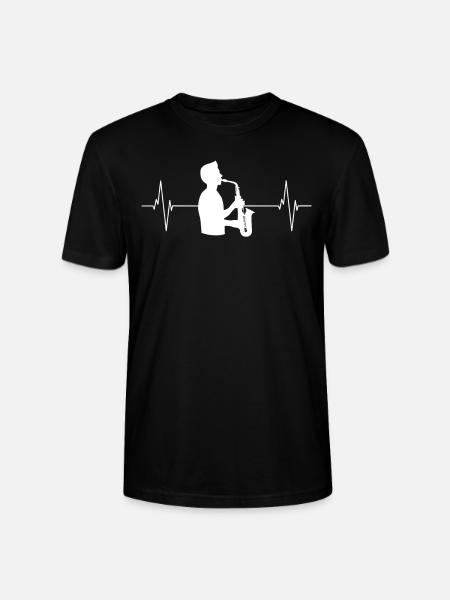 Saxophon Herzschlag Rhythmus - Stanley/Stella Unisex Bio-T-Shirt CRAFTER - Schwarz