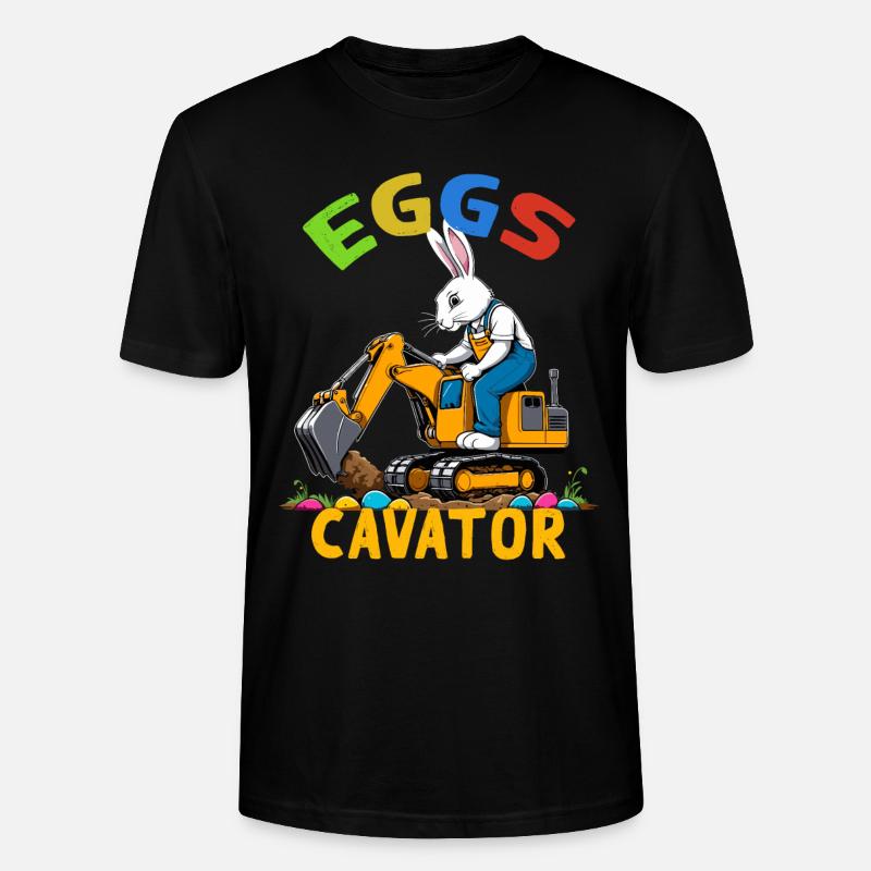 Lustiger Ostern Spruch Osterhase Baggerfahrer - Stanley/Stella Unisex Bio-T-Shirt CRAFTER - Schwarz