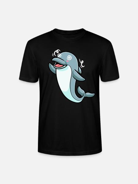 Dolphin Emoticon - Stanley/Stella CRAFTER Unisex Organic T-Shirt - black