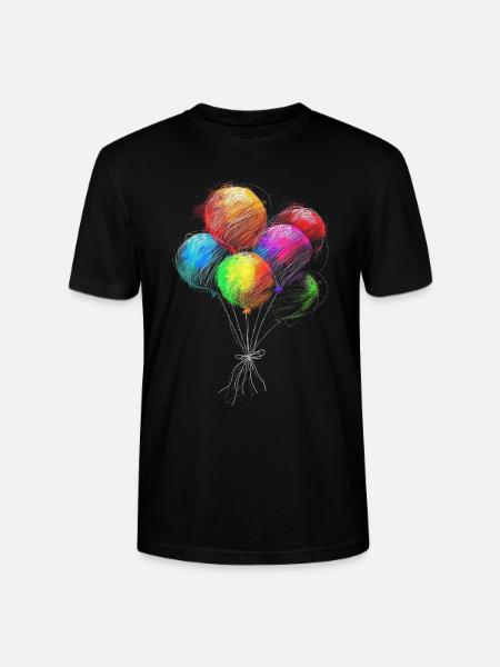 Balloner Tegning Kunstværk Farverigt grafisk motiv - Stanley Stella CRAFTER unisex økologisk-T-shirt - sort