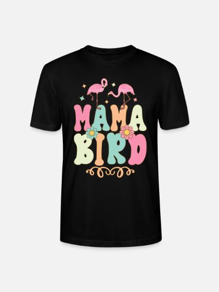 Mama Bird Groovy Flamingo Mama - Stanley/Stella CRAFTER Unisex Organic T-Shirt - black